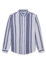 Shirts Apnée Linen Shirt Blue / White Stripes Apoella