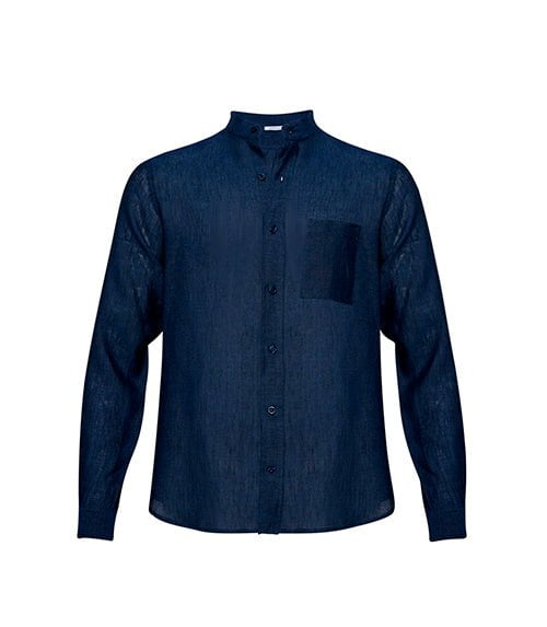 Shirts APOELLA Apollo Linen Mao Shirt Denim Apoella