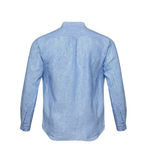 Shirts APOELLA Apollo Linen Mao Shirt Striped White/Blue Apoella