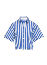 Shirts Apoella Myrto Cropped Shirt Thick Blue Stripes Apoella