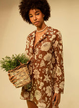 Shirts Blue Cicada Bianca Shirt Flowers O/S / Flowers Apoella