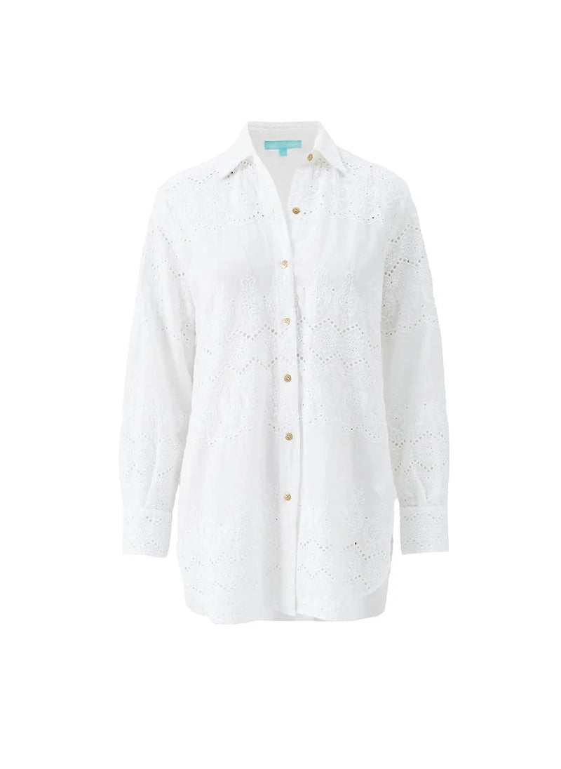 Shirts Melissa Odabash Orla Embroidered Shirt White Apoella