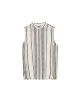 Shirts Zeus n Dione Hera Sleeveless Textured Silk Top Mao Neck Khaki/Ivory Apoella