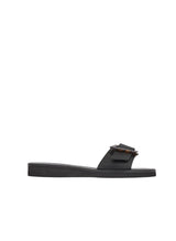 Shoes Ancient Greek Sandals Aglaia Buckle Slide Sandals Black Apoella