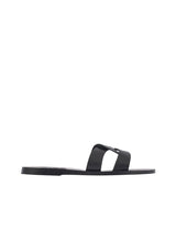 Shoes Ancient Greek Sandals Desmos Leather Slide Sandals Black Apoella