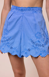 Shorts Juliet Dunn Wide Hem Shorts With Scallop Embroidery Ocean Blue Apoella