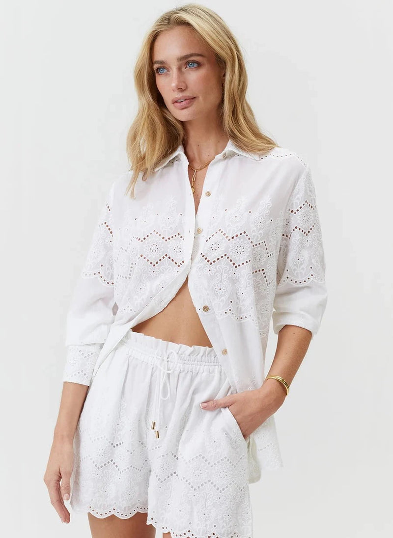 Shorts Melissa Odabash Indy Embroidered Shorts White Apoella