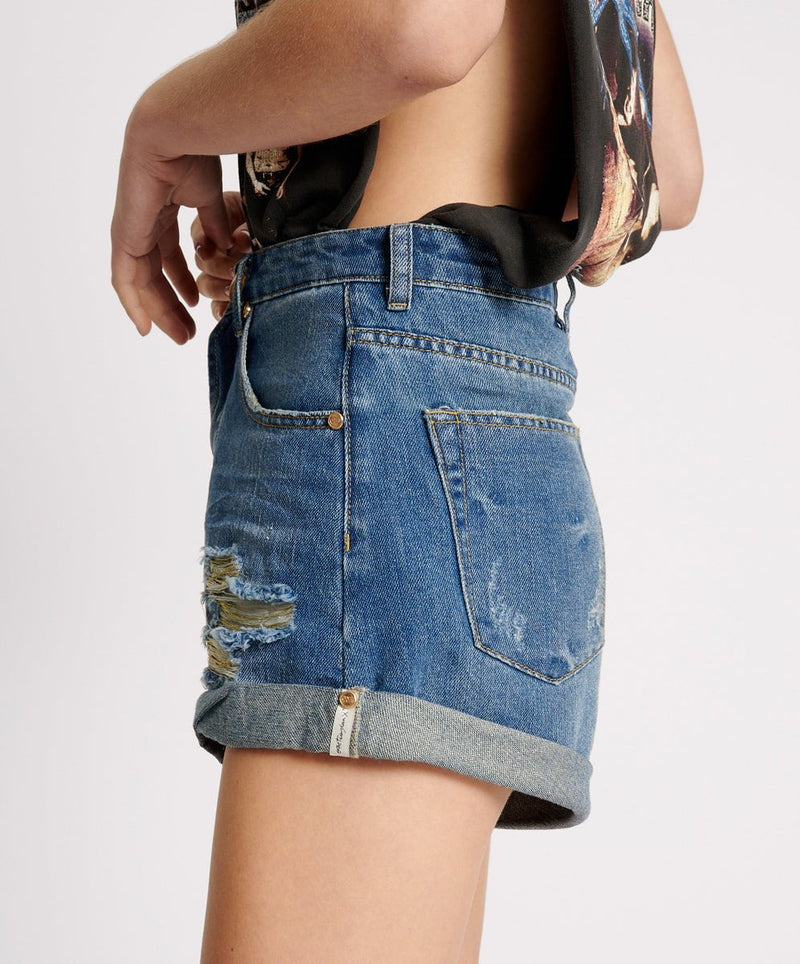 Shorts One Teaspoon Bandits High Waist Denim Shorts Shredded Gold Apoella