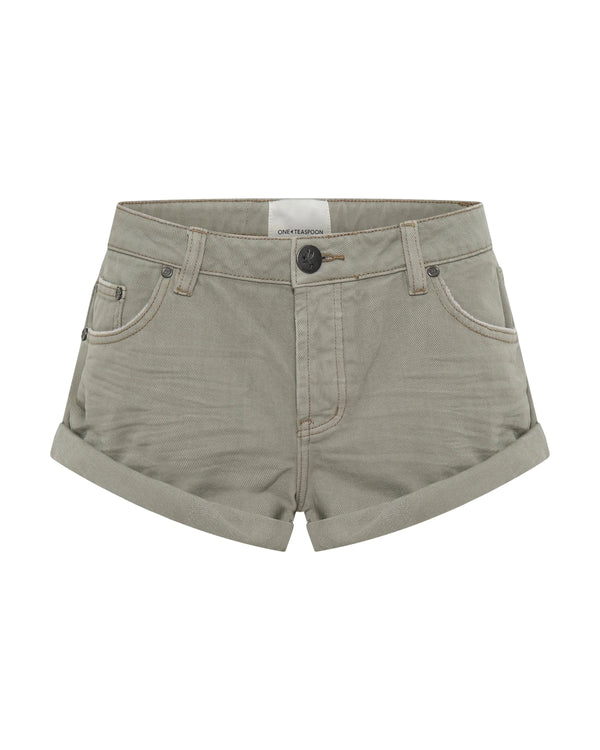 Shorts One Teaspoon Bandits Low Waist Denim Short Faded Khaki Apoella