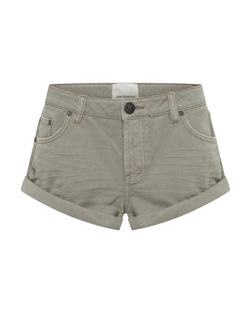 Shorts One Teaspoon Bandits Low Waist Denim Short Faded Khaki Apoella
