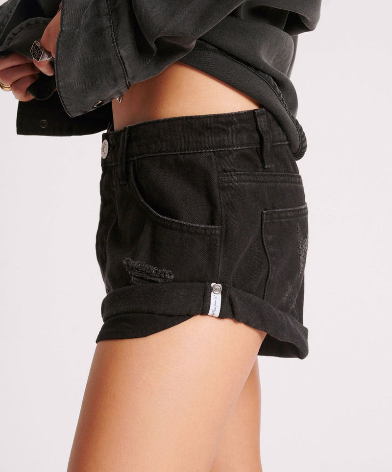 Shorts One Teaspoon Bandits Low Waist Denim Shorts Double Black Apoella