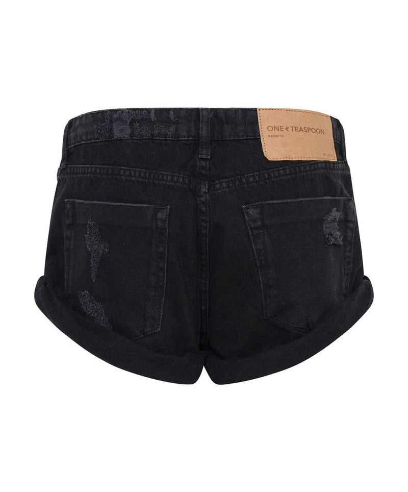 Shorts One Teaspoon Bandits Low Waist Denim Shorts Double Black Apoella