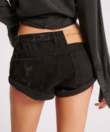 Shorts One Teaspoon Bandits Low Waist Denim Shorts Double Black Apoella