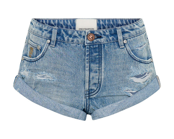 Shorts One Teaspoon Bandits Messed Up Low Waist Denim Shorts Salty Dog Apoella