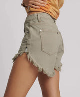 Shorts One Teaspoon Outlaws Mid Waist Denim Shorts Faded Khaki Apoella