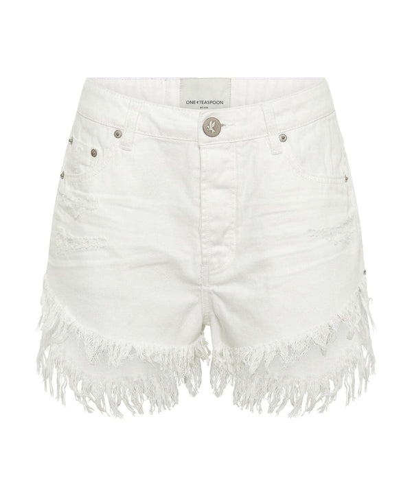 Shorts One Teaspoon Outlaws Mid Waist Denim Shorts White Beauty Apoella