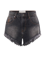 Shorts One Teaspoon Renegades High Waist Denim Shorts Worn Black Apoella