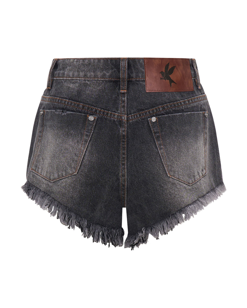 Shorts One Teaspoon Renegades High Waist Denim Shorts Worn Black Apoella