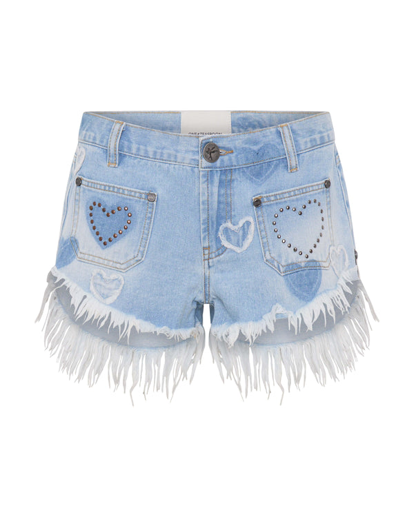 Shorts One Teaspoon Retro Dukes Denim Shorts Studded Blue Heart Apoella