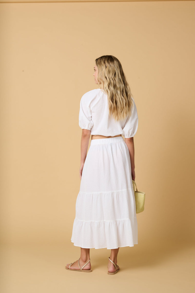 Skirts Apoella Irida Tiered Long Skirt White Apoella