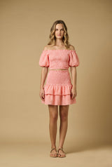 Skirts APOELLA Nafsika Smocked Short Skirt Striped Peach Pink Apoella