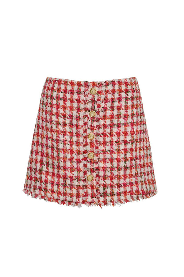 Skirts Cara Cara Bonjour Mini Skirt Red Ivory Boucle 08 US / Red Apoella
