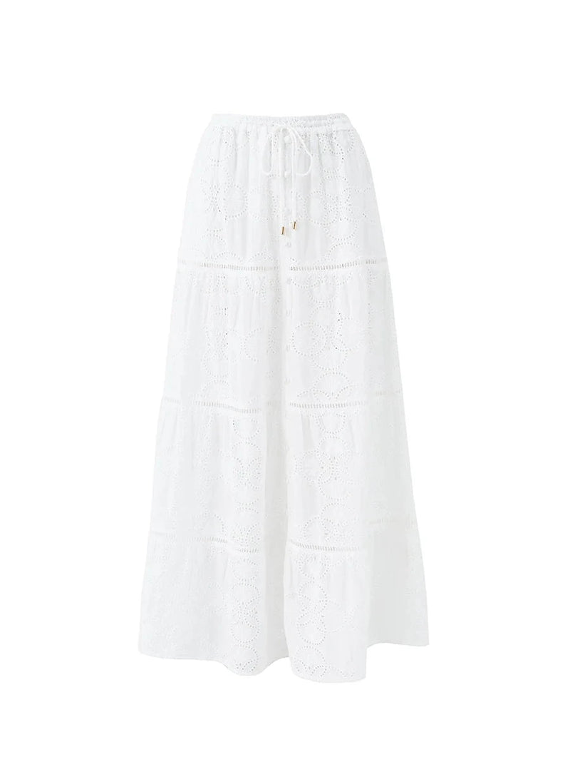 Skirts Melissa Odabash Cinzia Embroidered Long Skirt White Apoella