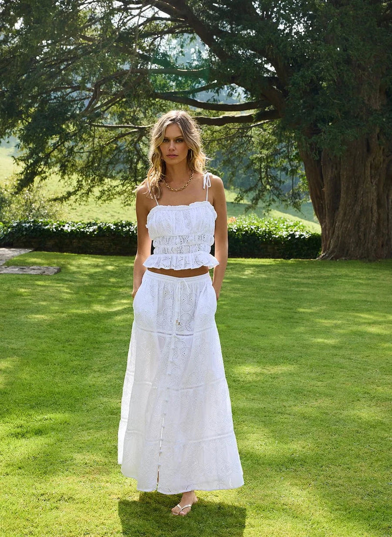 Skirts Melissa Odabash Cinzia Embroidered Long Skirt White Apoella