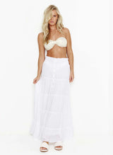 Skirts Melissa Odabash Dee Shirred Buttoned Skirt White Apoella