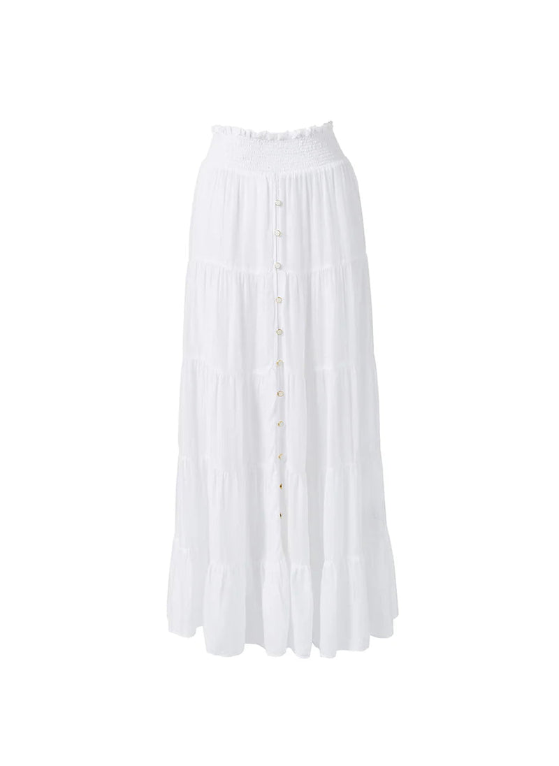 Skirts Melissa Odabash Dee Shirred Buttoned Skirt White Apoella