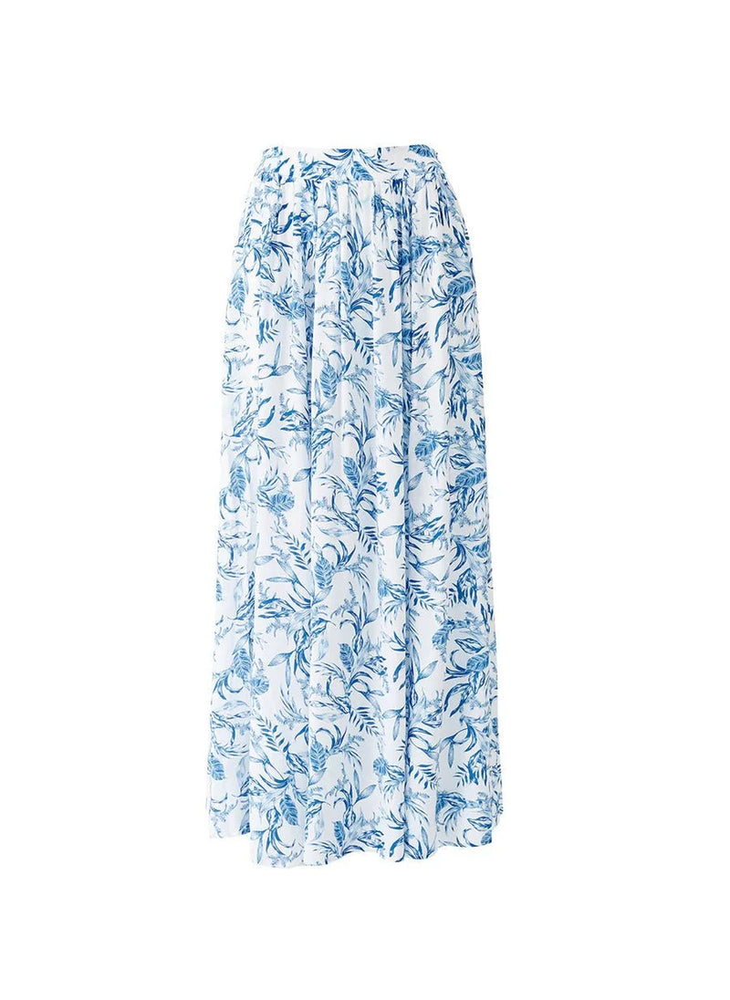 Skirts Melissa Odabash Mira Side Slit Long Skirt Blue Leaf Apoella
