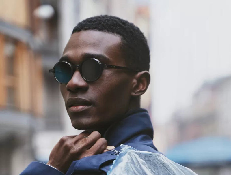 Sunglasses L.G.R. Reunion Flat Blue Mirror Lenses Black Matt O/S Apoella
