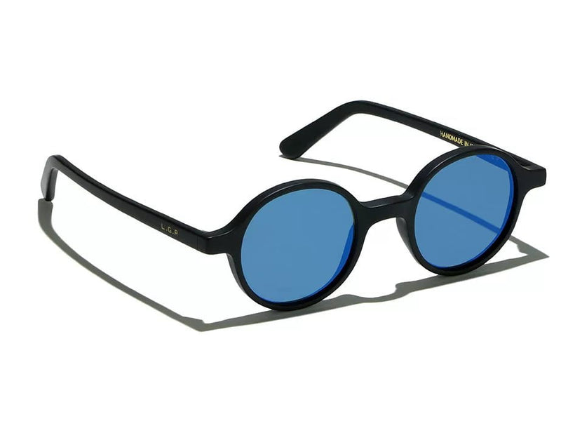 Sunglasses L.G.R. Reunion Flat Blue Mirror Lenses Black Matt O/S Apoella