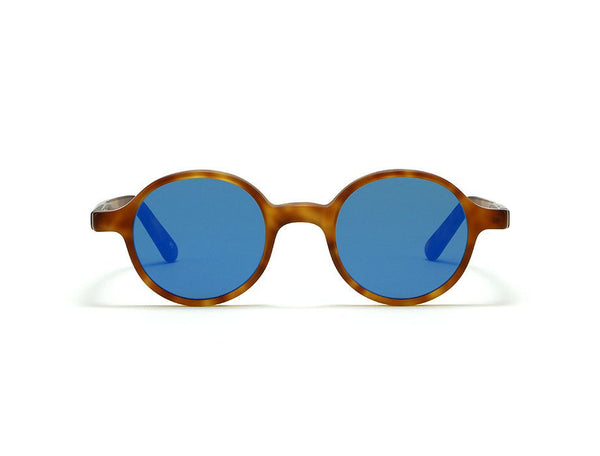 Sunglasses L.G.R. Reunion Flat Blue Mirror Lenses Havana Chiaro Matt O/S Apoella