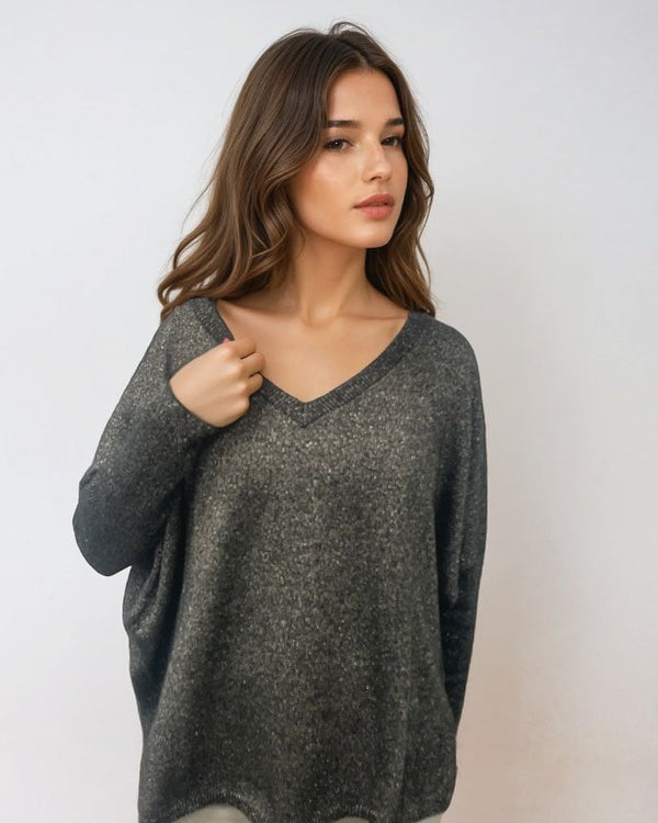 Sweater Absolut Cashmere Cam Glitter V Neck Sweater Black Glitter Apoella