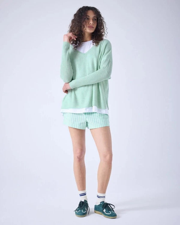 Sweater Absolut Cashmere Camille V Neck Sweater Cloudy Mint Apoella