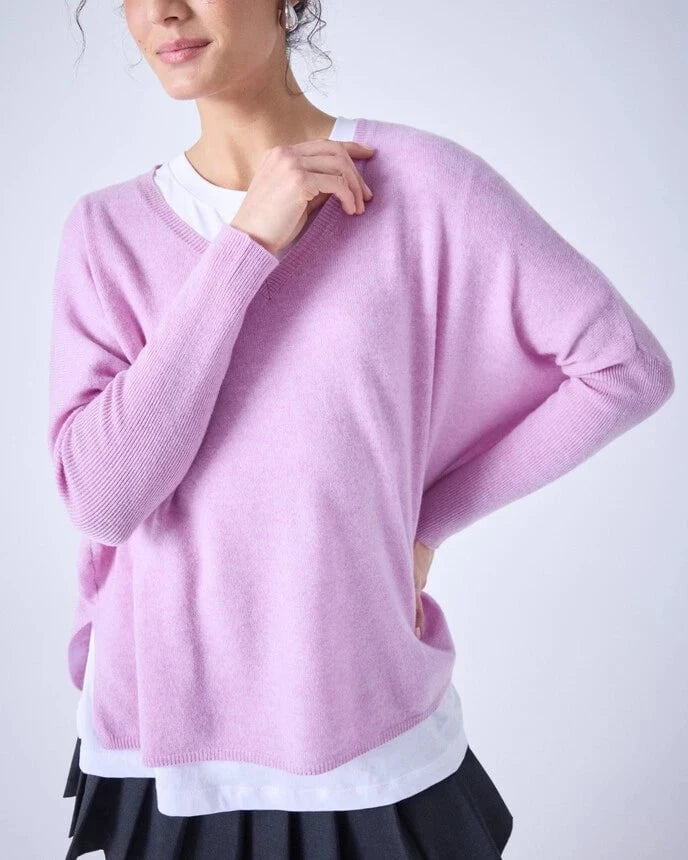 Sweater Absolut Cashmere Camille V Neck Sweater Pink Peony Apoella