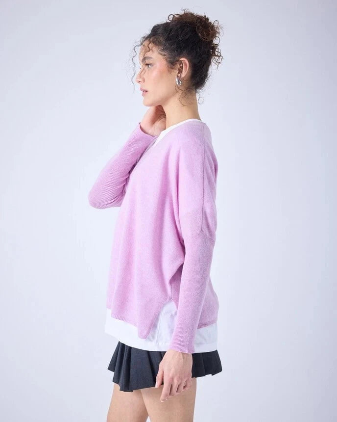 Sweater Absolut Cashmere Camille V Neck Sweater Pink Peony Apoella