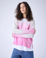 Sweater Absolut Cashmere Millie Tie Dye V Neck Sweater Cream / Bubble Gum Apoella
