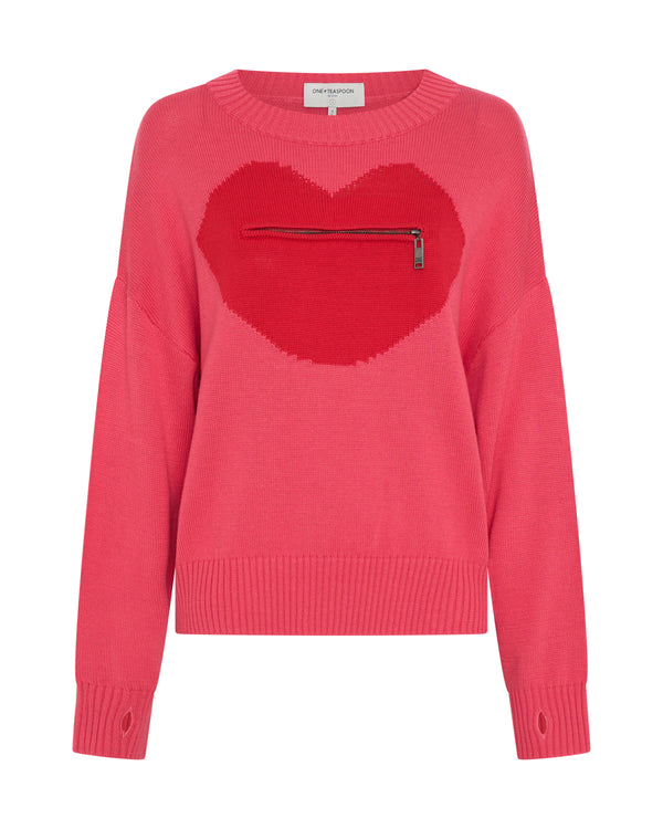 Sweater One Teaspoon Lips Of Love Zip Sweater M / Pink Apoella