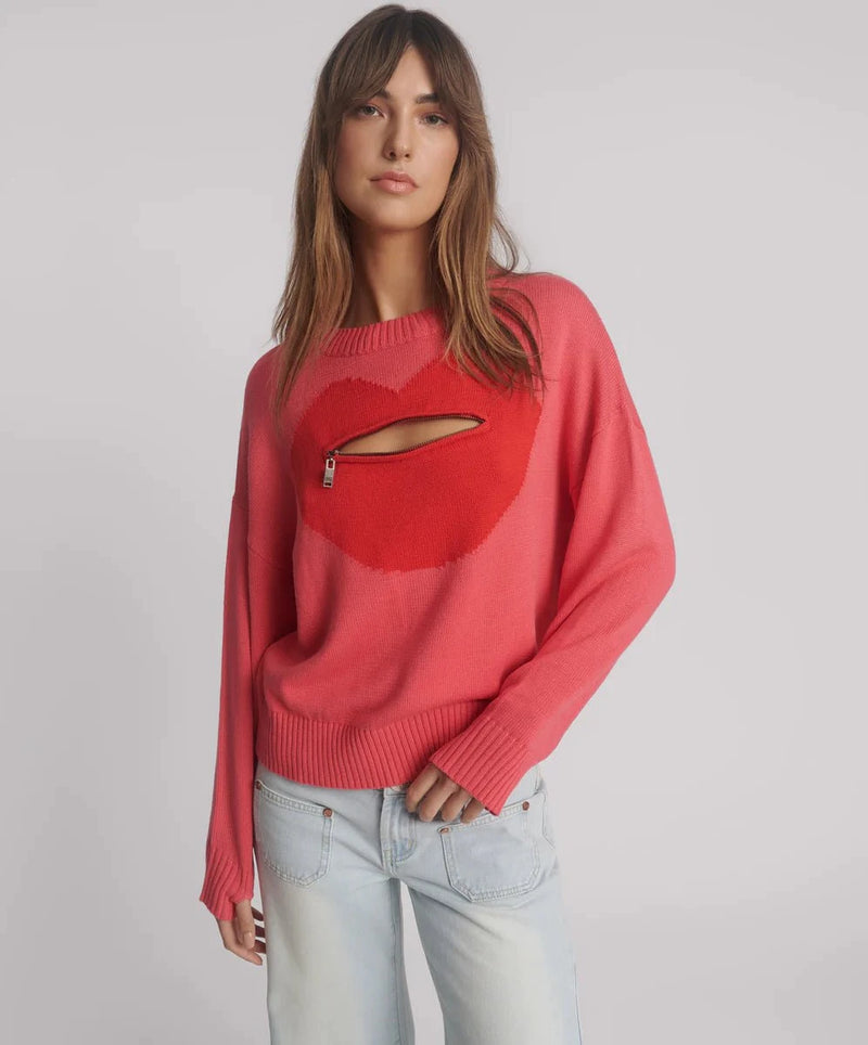 Sweater One Teaspoon Lips Of Love Zip Sweater M / Pink Apoella