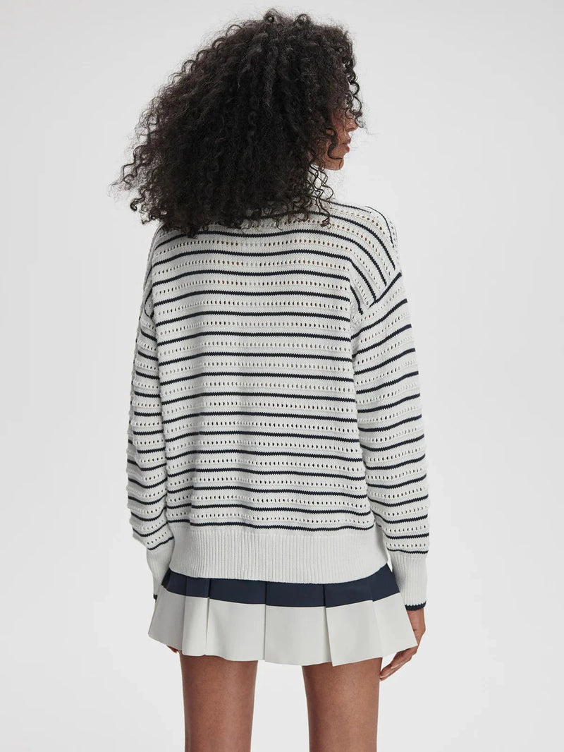 Sweater Varley Antonia Relaxed Cardigan White/Blue Nights Apoella