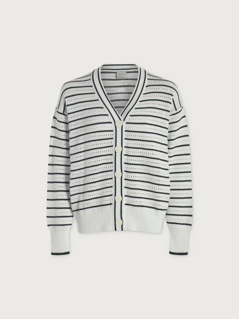 Sweater Varley Antonia Relaxed Cardigan White/Blue Nights Apoella