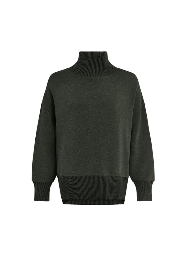 Sweater Varley Barker High Neck Sweater Olive Marl Apoella