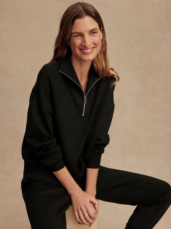 Sweater Varley Hawley Half Zip Sweater Black Apoella