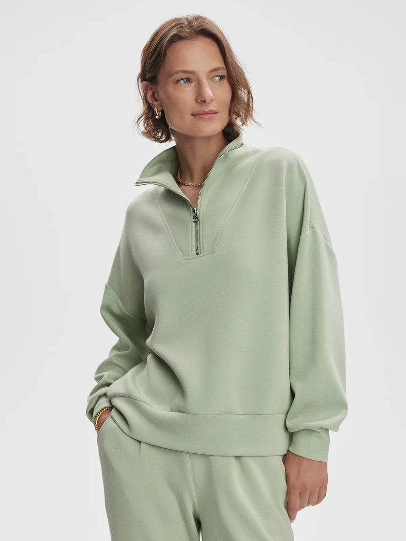 Sweater Varley Hawley Half Zip Sweater Snow Sage Apoella
