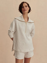 Sweater Varley Larson Half Zip Sweater Ivory Marl Apoella
