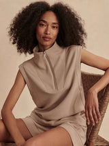 Sweater Varley Magnolia Half Zip Sleeveless Sweater Light Taupe Apoella