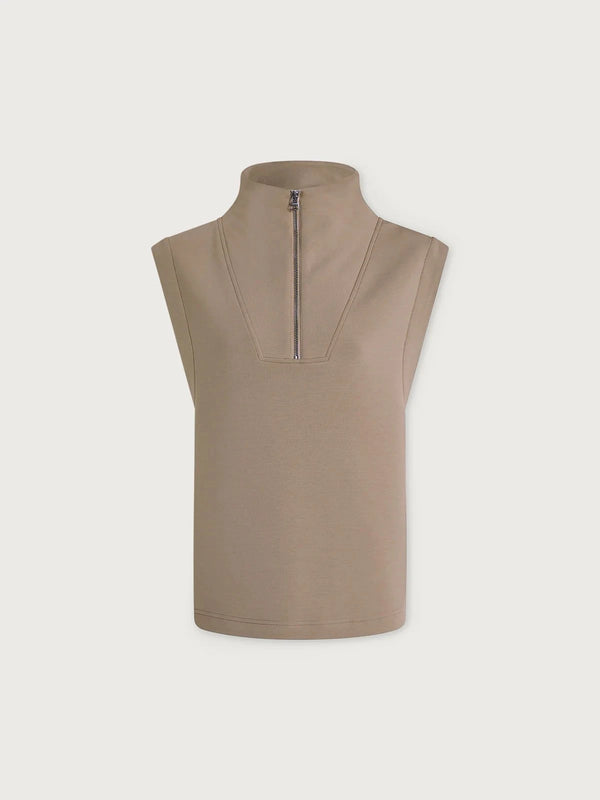 Sweater Varley Magnolia Half Zip Sleeveless Sweater Light Taupe Apoella
