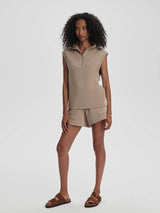 Sweater Varley Magnolia Half Zip Sleeveless Sweater Light Taupe Apoella
